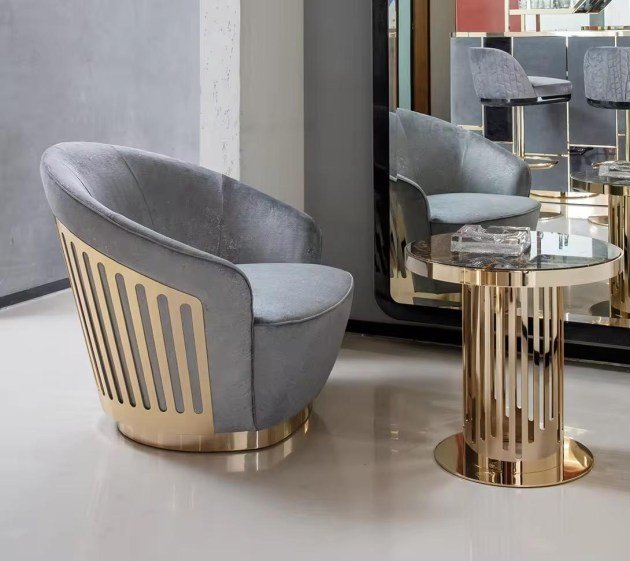 swivel gray and gold accent chair 3